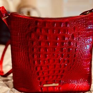 Brahmin Katie Women’s Red Croc-Embossed Crossbody Bag